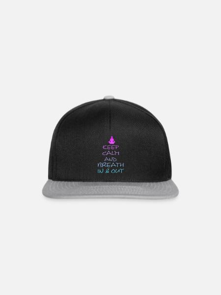 Yoga, Breath in and out, Namaste, Om - Snapback Cap - Schwarz/Grau