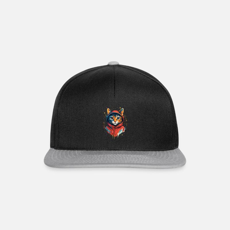 Chat Porté #10 - Capuche - Casquette snapback - noir/gris