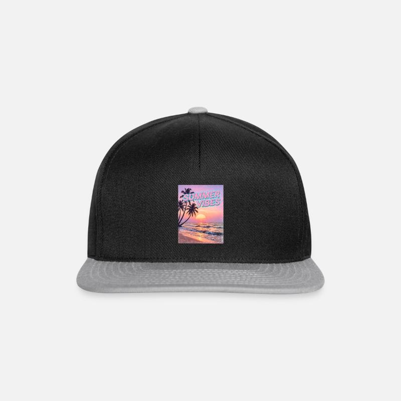 Summer Vibes Retro Sunset Beach - Snapback Cap - black/grey