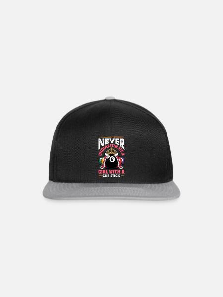 Unterschaetze Niemals Ein Maedchen Pool Queue - Snapback Cap - Schwarz/Grau