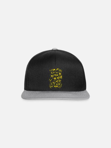 Skulls (Outlines Gelb) - Snapback Cap - Schwarz/Grau