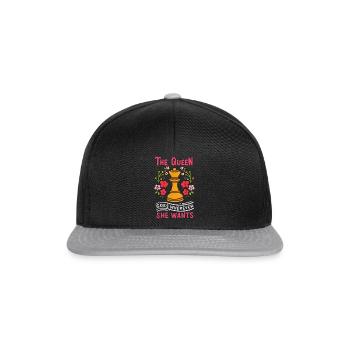 Chess Chessmen Chessboxing Queen Chess Player Gift - Snapback Cap - Schwarz/Grau - Vorne