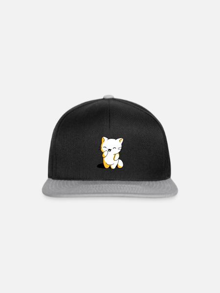 Kawaii Kätzchen witzig - Snapback Cap - Schwarz/Grau