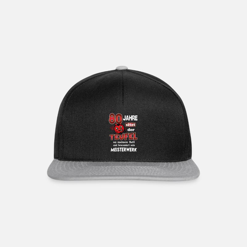 Geburtstag Lustig Teufel Devil Alter Jahre 80 - Snapback Cap - Schwarz/Grau