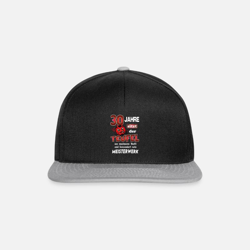 Geburtstag Lustig Teufel Devil Alter Jahre 30 - Snapback Cap - Schwarz/Grau