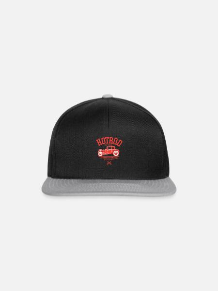 Klassisches Hot Rod Auto T-Shirt - Snapback Cap - Schwarz/Grau