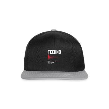 Techno Kick Drum - キックドラム - Snapback Cap - Schwarz/Grau - Vorne