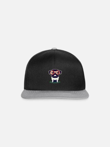 Hund mit Brille - Snapback Cap - Schwarz/Grau