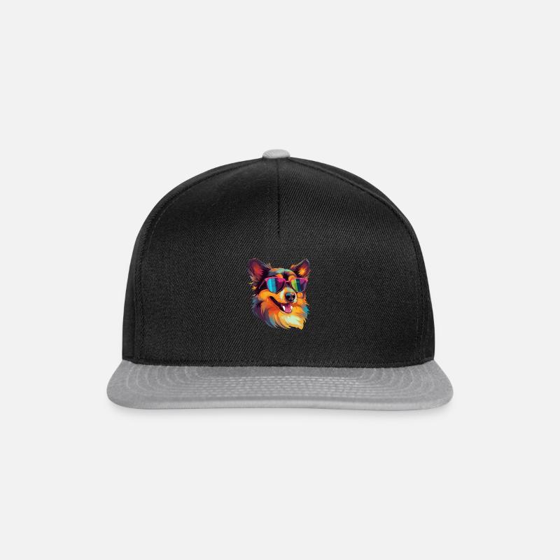 Lustiger Hund mit Sonnenbrille - Snapback Cap - Schwarz/Grau