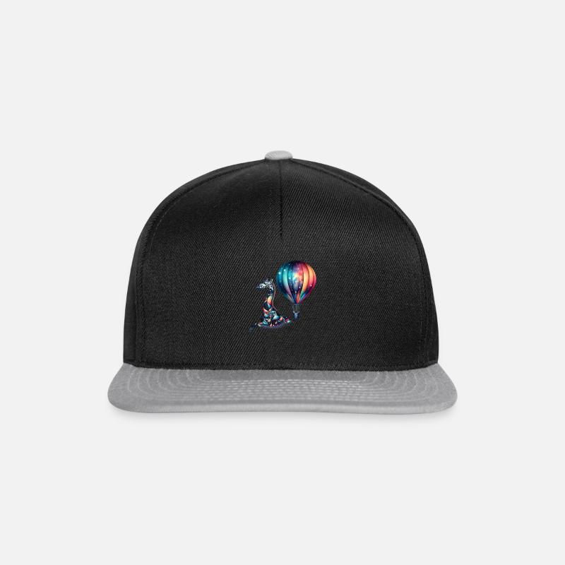 Fantasy Giraffe with Hot Air Balloon - Snapback Cap - black/grey