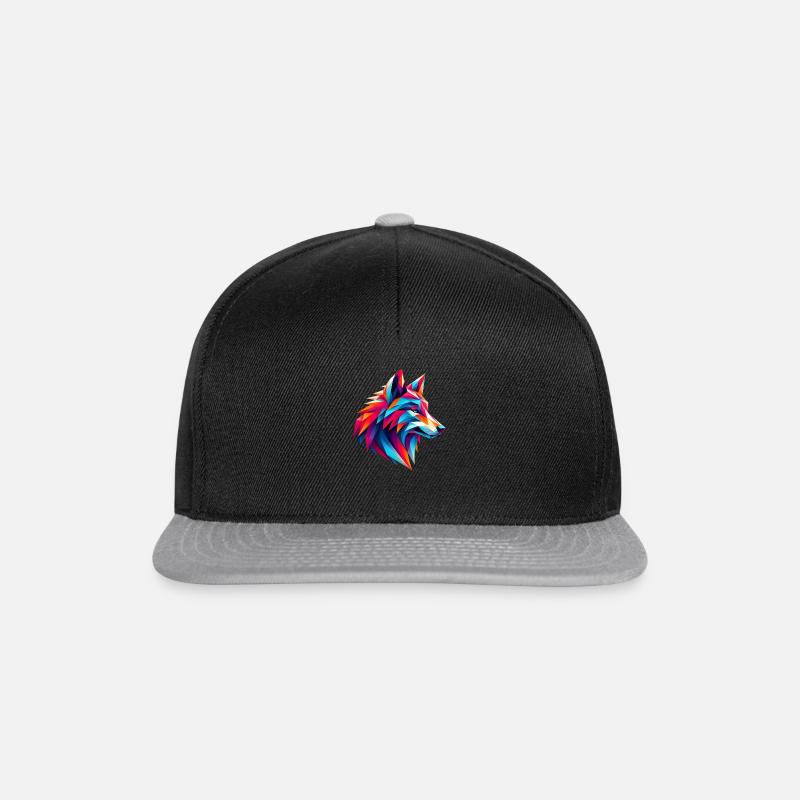 Polygon Wolf Art - Snapback Cap - black/grey