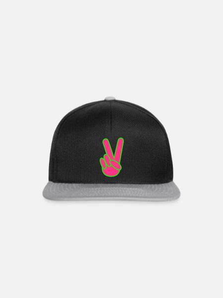 Victory Fingerzeichen - Snapback Cap - Schwarz/Grau