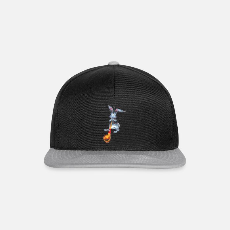 Bunny with alphorn - Snapback Cap - black/grey