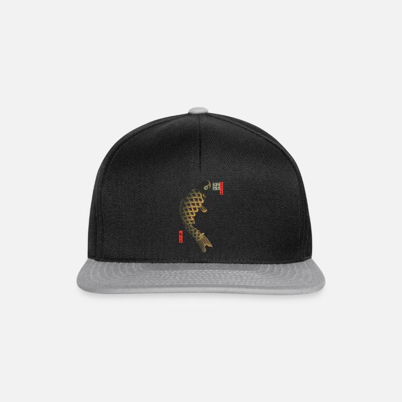 Ukiyo-e: Koi-Karpfen von Hiroshige - Snapback Cap - Schwarz/Grau