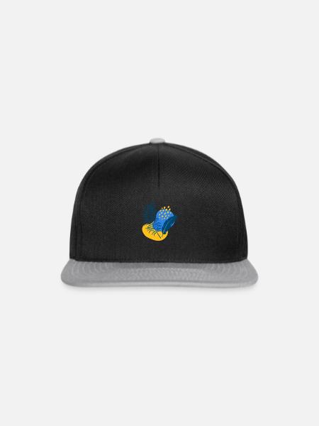 Abstrakte Komposition in blau-gelb - Snapback Cap - Schwarz/Grau