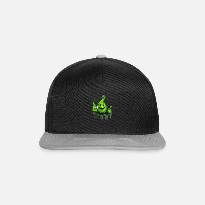 Großer grüner Pope mit zustimmender Geste - Snapback Cap - Schwarz/Grau