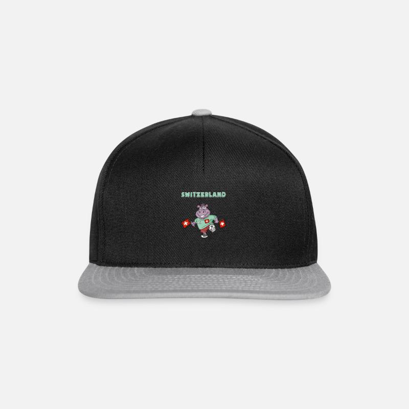 Schweizer Fans / Schweiz Nilpferd - Snapback Cap - Schwarz/Grau