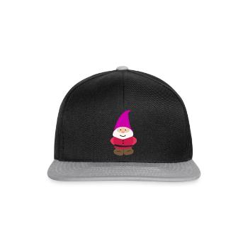 Zwergen Freunde - Zwerg mit lila Zwergenmütze - Snapback Cap - Schwarz/Grau - Vorne