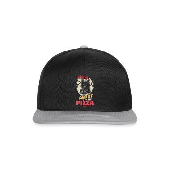 Ask Me About My Pizza Fast Food - Snapback Cap - Schwarz/Grau - Vorne