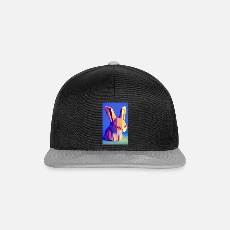 Polygonal Rabbit - Evil Look - Snapback Cap - black/grey