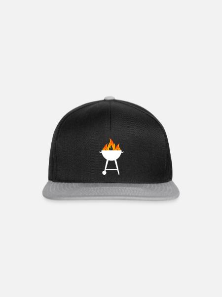 Grill mit Flammen - Snapback Cap - Schwarz/Grau