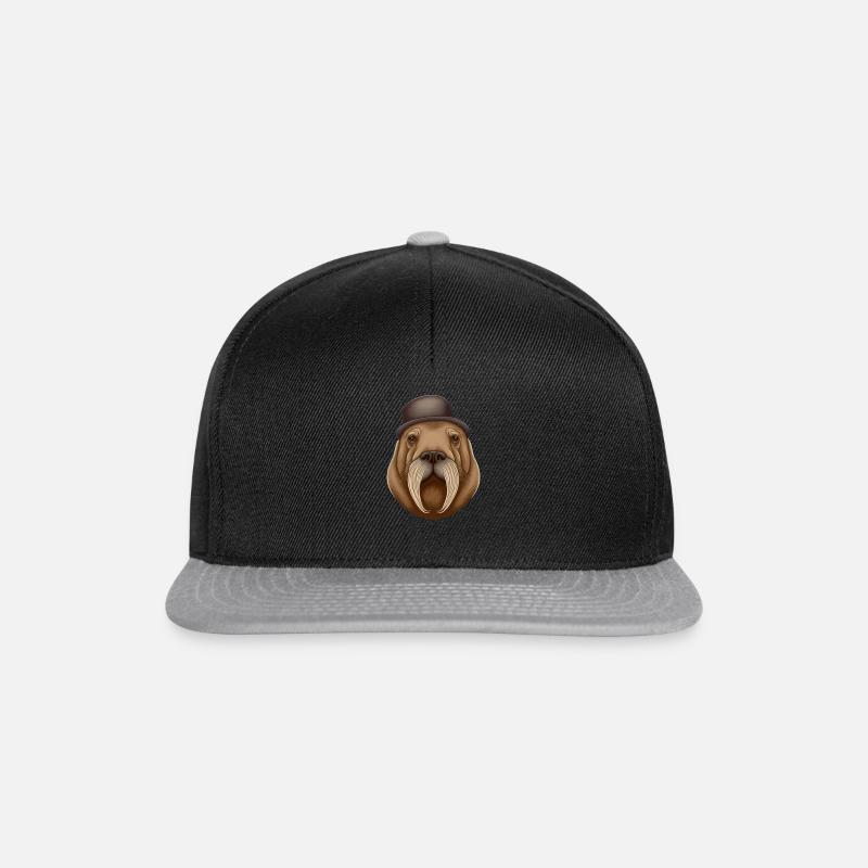 Walrus with hat, conservative walrus, 20s - Snapback Cap - black/grey