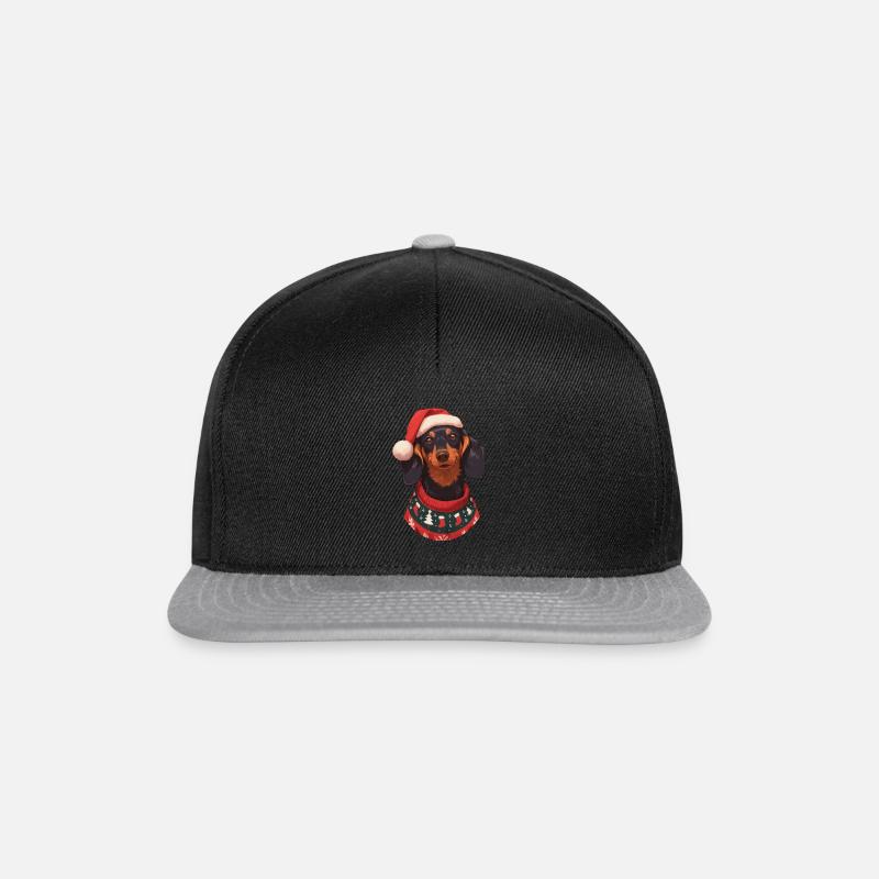 Weihnachtsmotiv mit einem Dackel - Snapback Cap - Schwarz/Grau