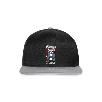 Raccoon Mama Heart Ladies Girls Raccoon Love - Snapback Cap - black/grey - Front