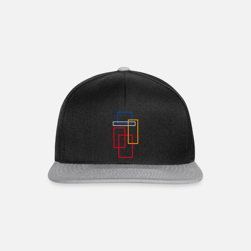 Minimal Rechteck Muster - Snapback Cap - Schwarz/Grau