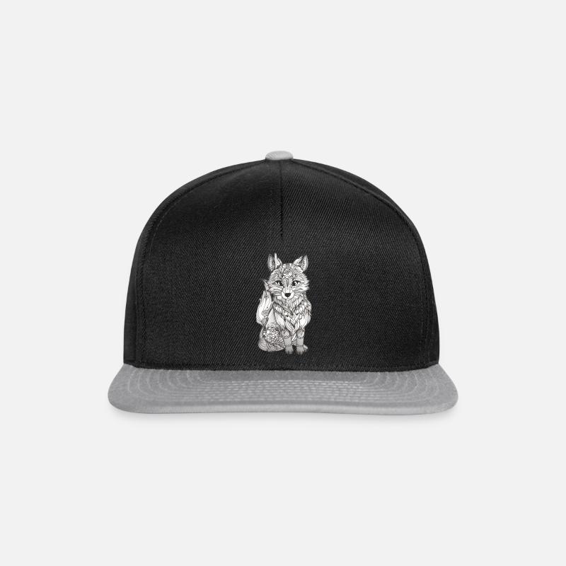 Fuchs Mandala T-Shirt Einzigartiges Design Natur - Snapback Cap - Schwarz/Grau