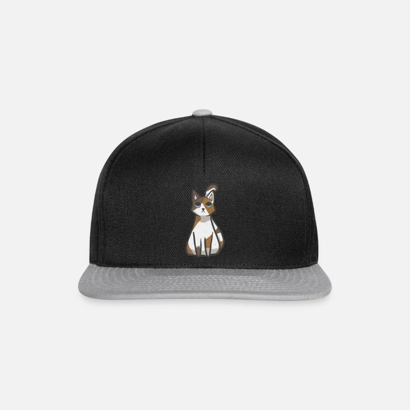 Kawaii Calico Katze - Snapback Cap - Schwarz/Grau