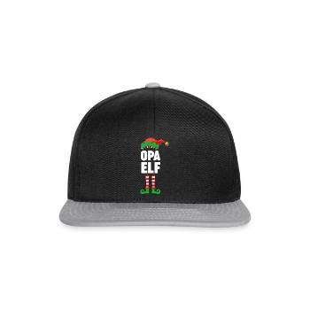 Weinachten Weihnachtself Großvater Opa Elf Elfen - Snapback Cap - Schwarz/Grau - Vorne
