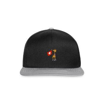 Schweizer Fan / Schweiz Giraffe - Snapback Cap - Schwarz/Grau - Vorne