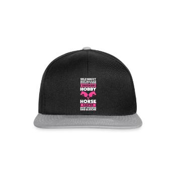 Hobby Horsing Pferd Hobby Horse Geschenk - Snapback Cap - Schwarz/Grau - Vorne