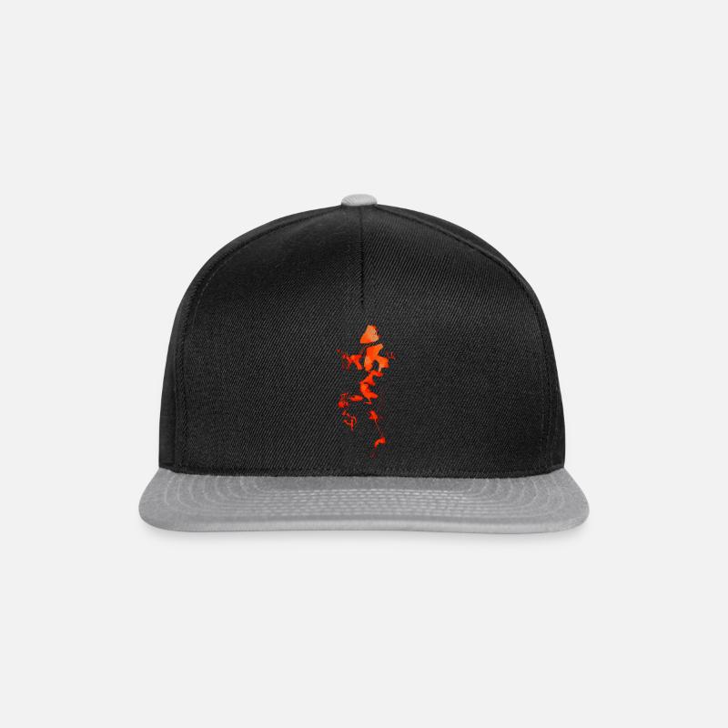 Feuer Figur - Abstrakt - Snapback Cap - Schwarz/Grau