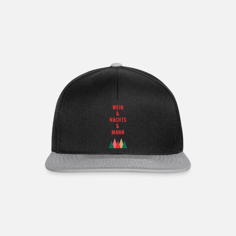 Wein Nachts Mann - Snapback Cap - Schwarz/Grau