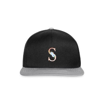 Monogramme personnalisable S Floral Blue Peach - Casquette snapback - noir/gris - Devant