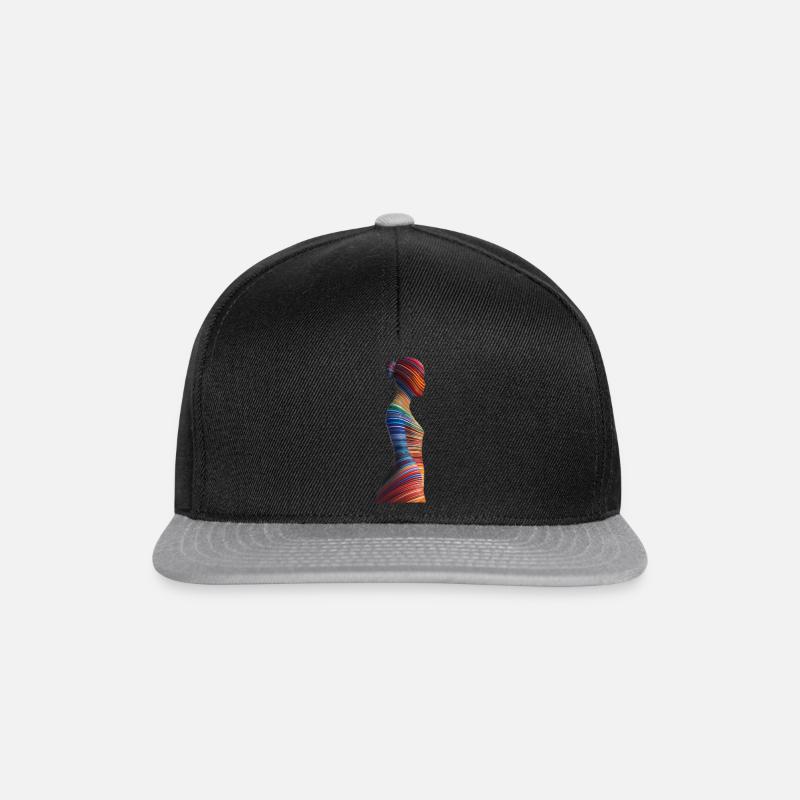 Unisex-T-Shirt - Snapback Cap - Schwarz/Grau
