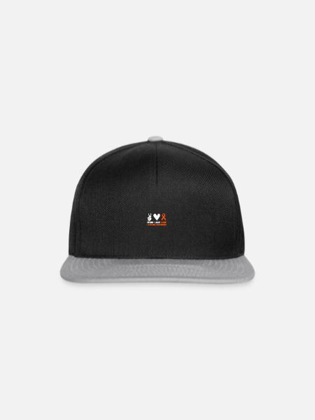 Peace Love Cure - Leukemia Awareness - Snapback Cap - Schwarz/Grau