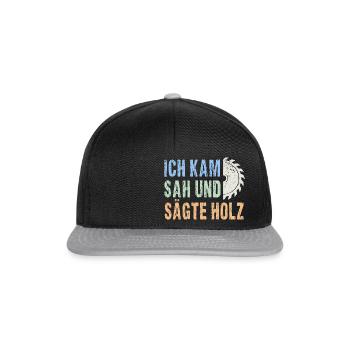 Ich kam sah und sägte Holz lustiger Handwerker - Snapback Cap - Schwarz/Grau - Vorne
