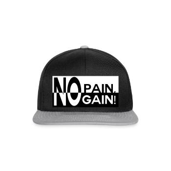 No pain, no gain - Snapback Cap - Schwarz/Grau - Vorne