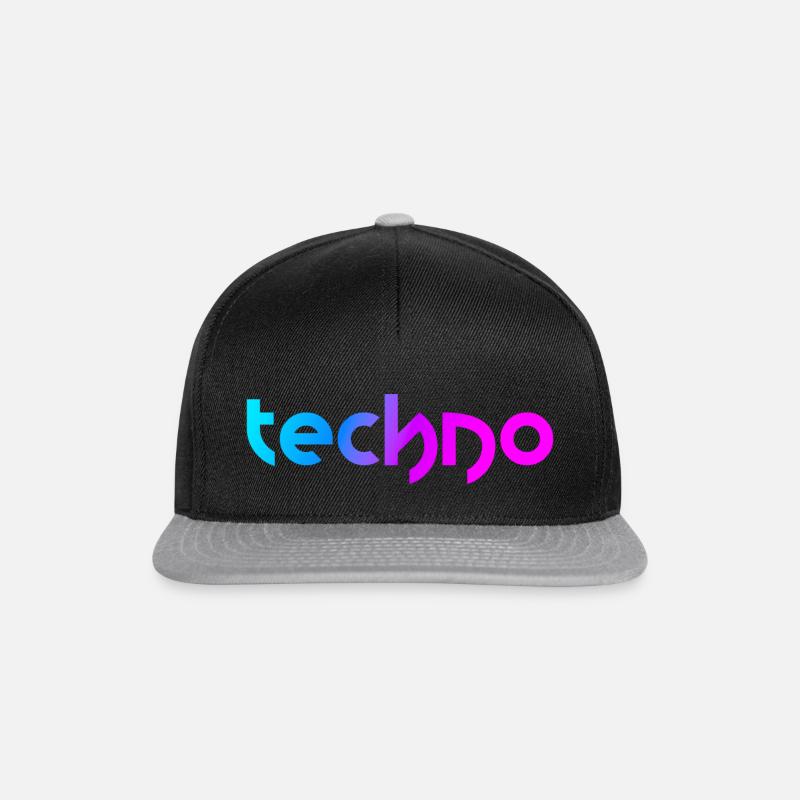 Techno (Neon-Stil) - Snapback Cap - Schwarz/Grau