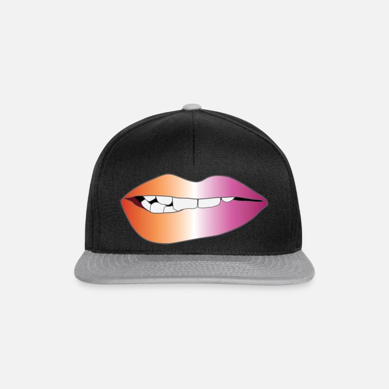 Biting Lips - Lesbian Pride - Gradient - Snapback Cap - black/grey
