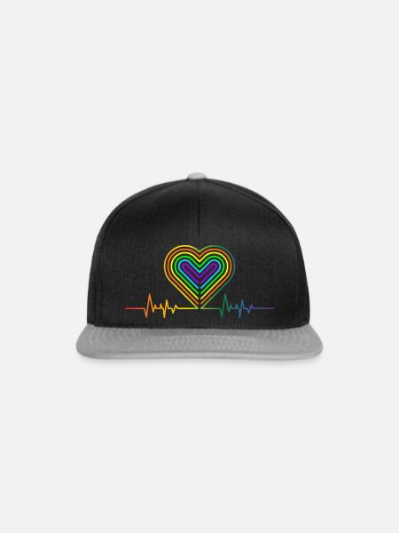 LGBT Regenbogen Schwul Herz Homosexualität - Snapback Cap - Schwarz/Grau