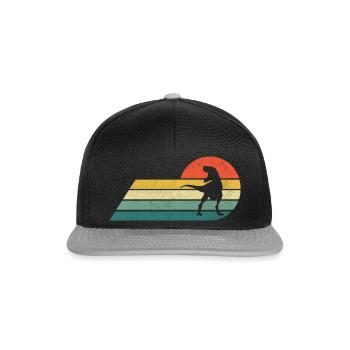 T-Rex Dino Rerto Vintage - Snapback Cap - Schwarz/Grau - Vorne