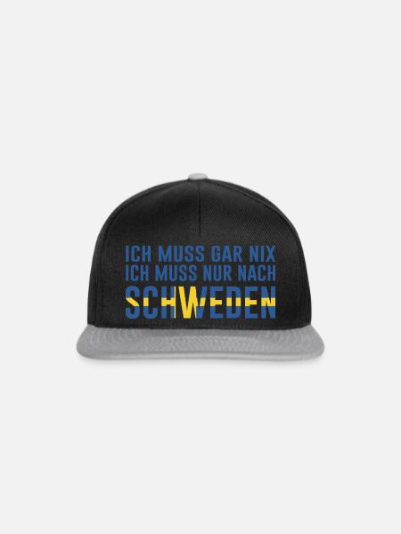 Schweden Spruch Geschenk Reisen - Snapback Cap - Schwarz/Grau