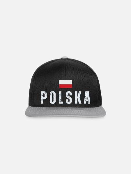 Polnische Flagge, Polnischer Stolz - Snapback Cap - Schwarz/Grau