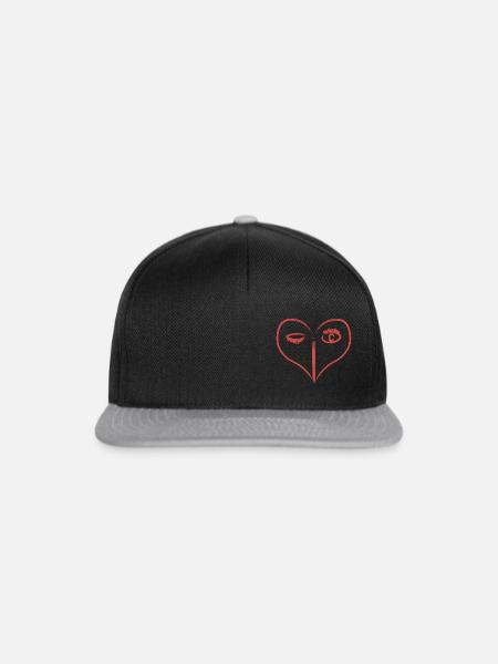 Red Heart - Snapback Cap - Schwarz/Grau