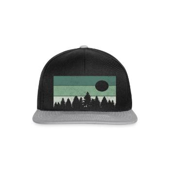 Retro Wald Natur Baum - Snapback Cap - Schwarz/Grau - Vorne