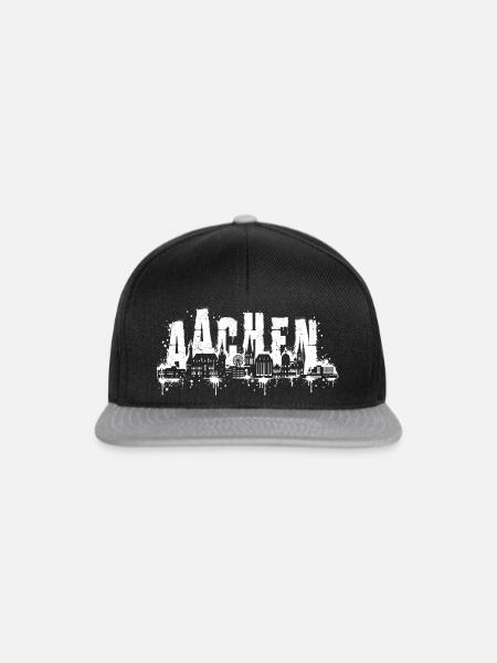 Aachen Skyline Graffiti Splatter - Snapback Cap - Schwarz/Grau